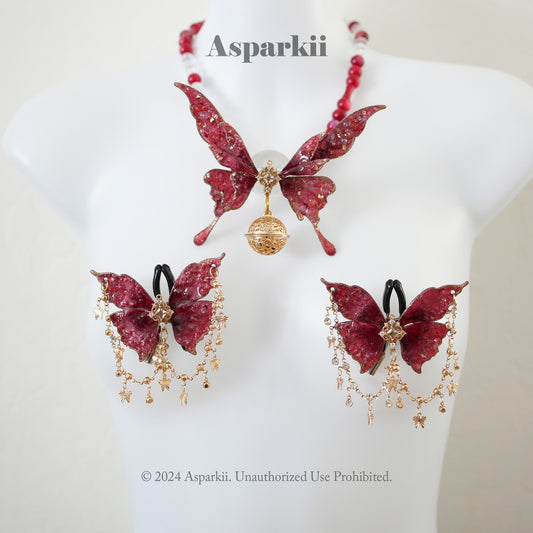 Crimson Temptation – Handmade Set with Choker, Ball Gag & Nipple Clamps