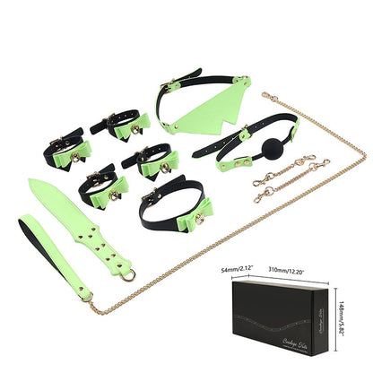 Fluorescence Leather Bondage Restraint  7-Piece Set